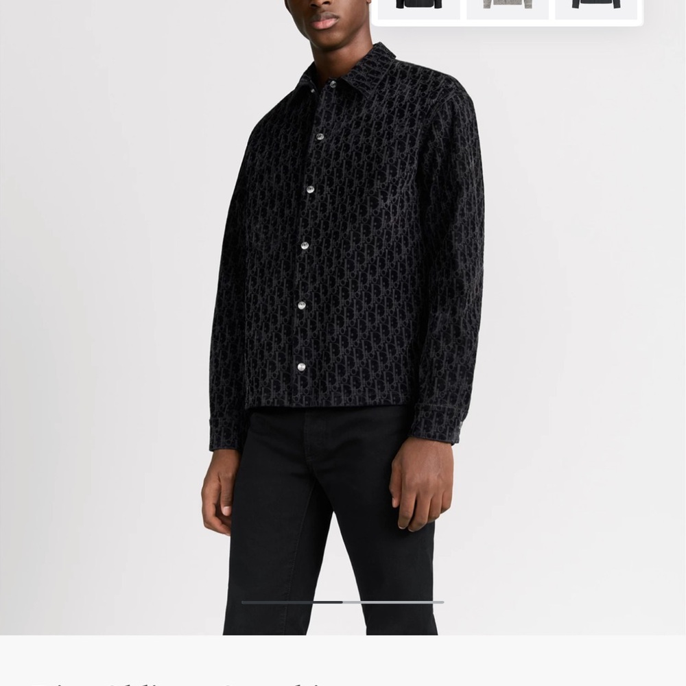 Black Patterned Button-Up Shirt - image 4
